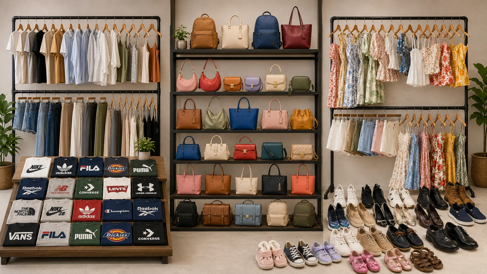 Used clothes, shoes and bags product lines